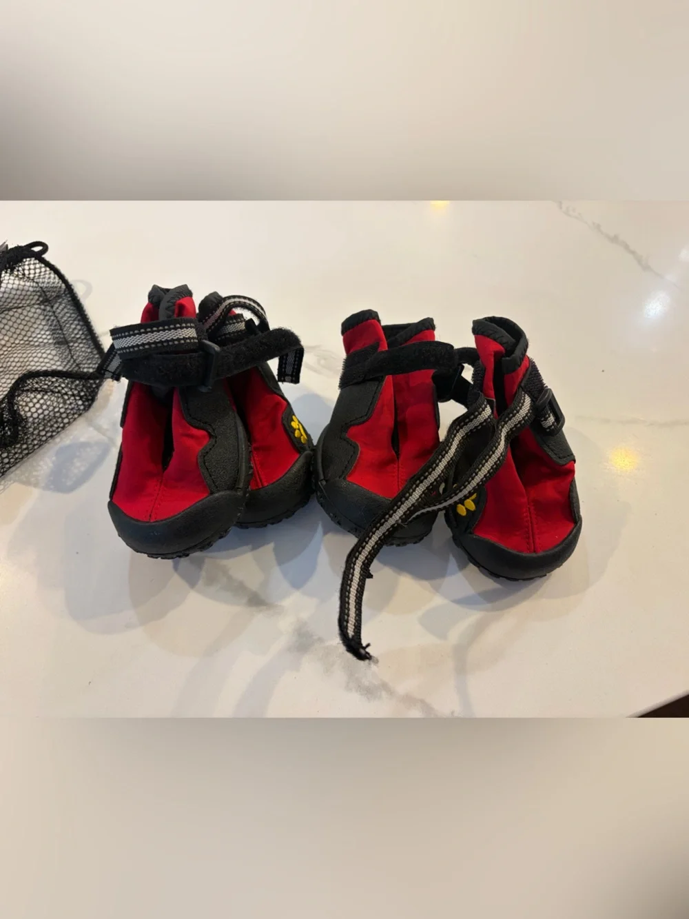 Dog Red and Black Waterproof Booties with Adjustable Straps - Used Once